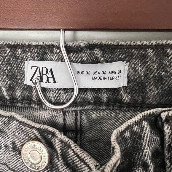 ZARA women’s 30 ankle length button fly high rise gray black skinny leg jean - Picture 3 of 7